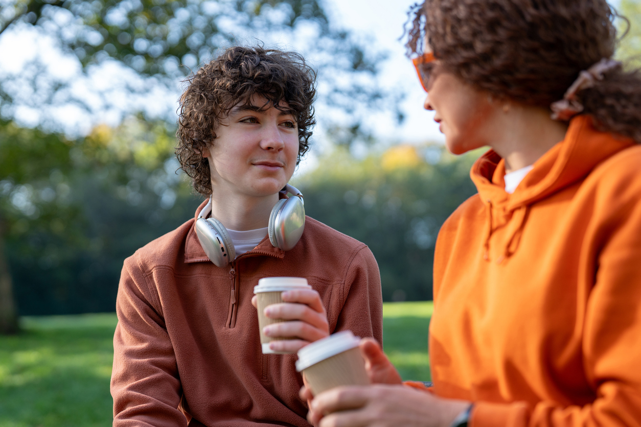 Mother talking with her teen about his mental health