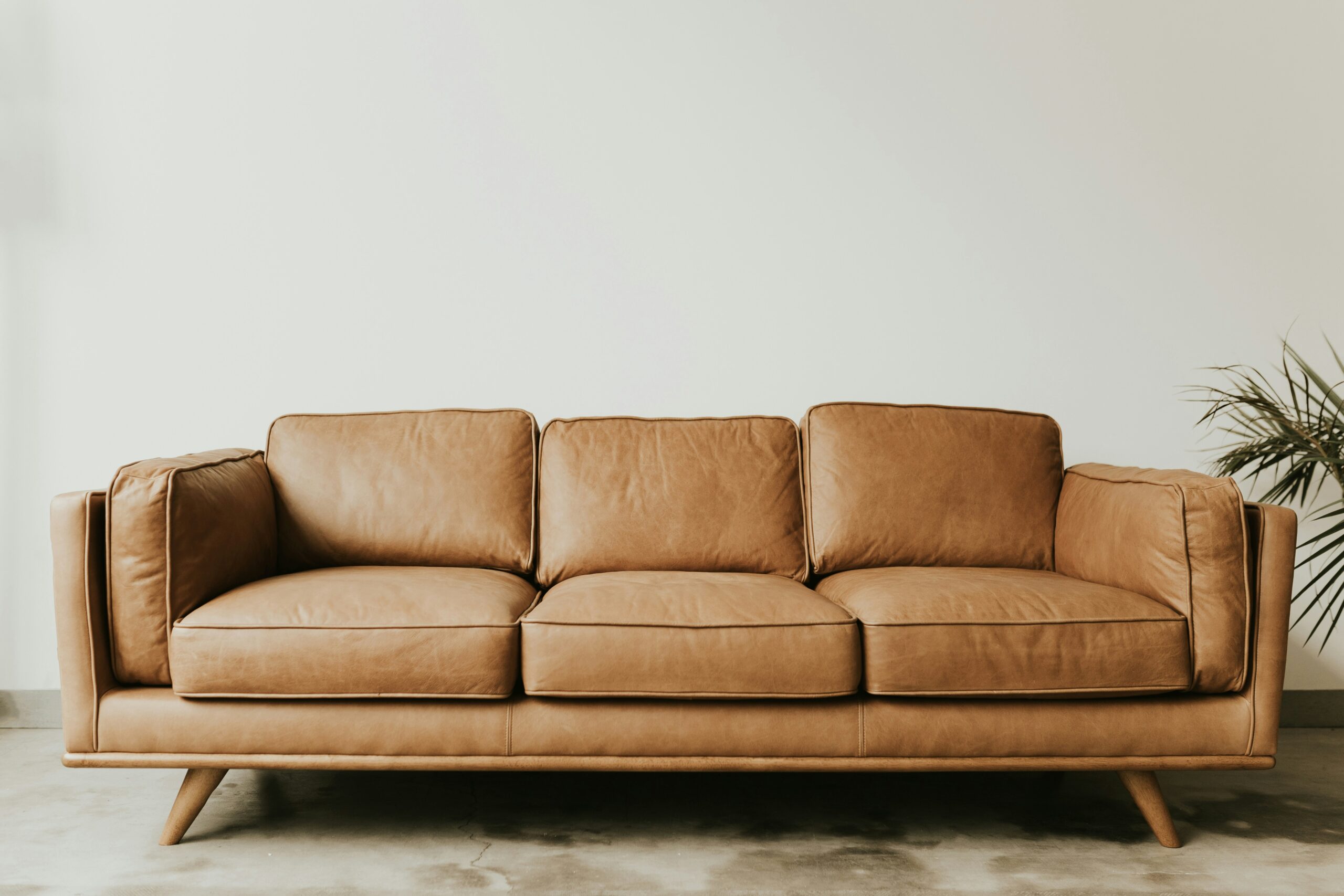 Leather couch used in talk therapy and trauma therapy.